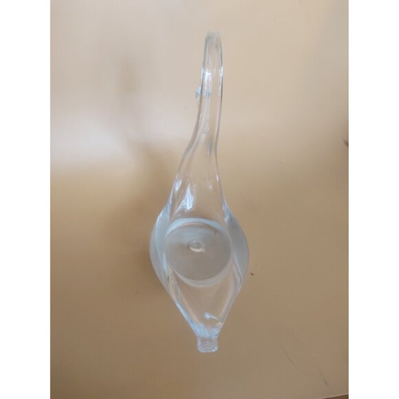 Duncan Miller Hand Blown Clear Glass Swan Trinket/Candy/Nut Bowl 7" x 7" x 3" - Picture 5 of 12